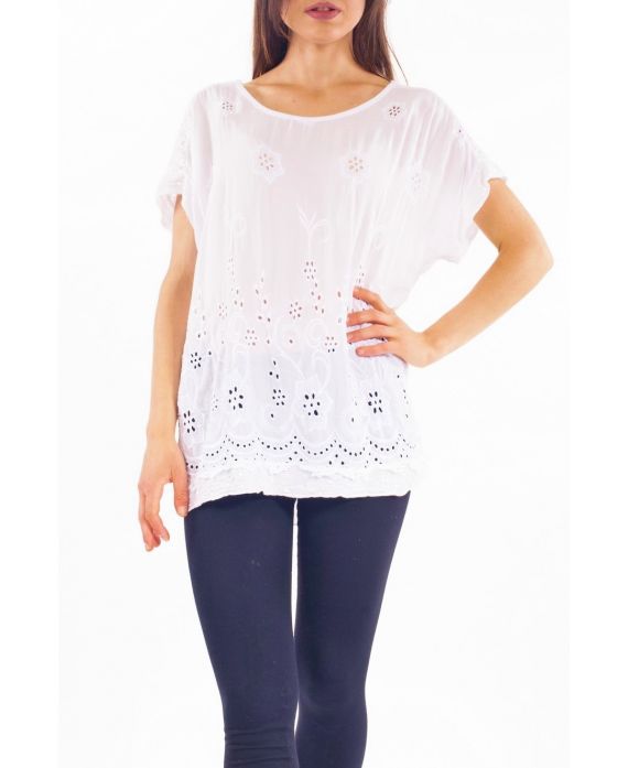 TUNIKA STICKEREI PAILLETTEN S9268 WEIß