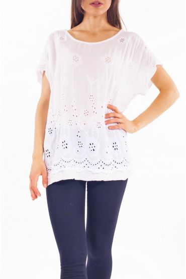TUNIC EMBROIDERY SEQUINS S9268 WHITE