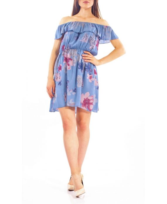 ROBE A FLEURS S9291 BLEU