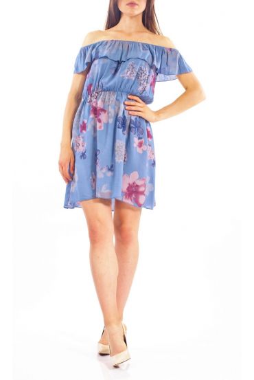 ROBE A FLEURS S9291 BLEU