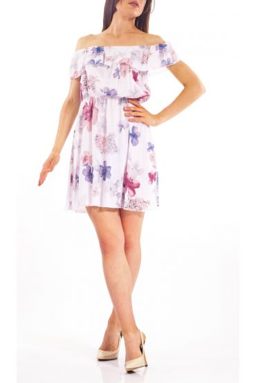 ROBE A FLEURS S9291 BLANC