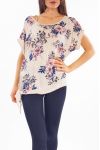 TOP FLEURS SEQUINS S9276 BEIGE