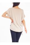 TOP FLEURS SEQUINS S9276 BEIGE