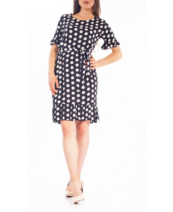 ROBE A POIS S9279 NOIR - www.grossiste-pret-a-porter.com