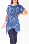TUNIC FLOWERS SEQUINS S9282 BLUE