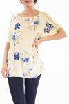 TOP IMPRIME DENTELLE S9274 JAUNE