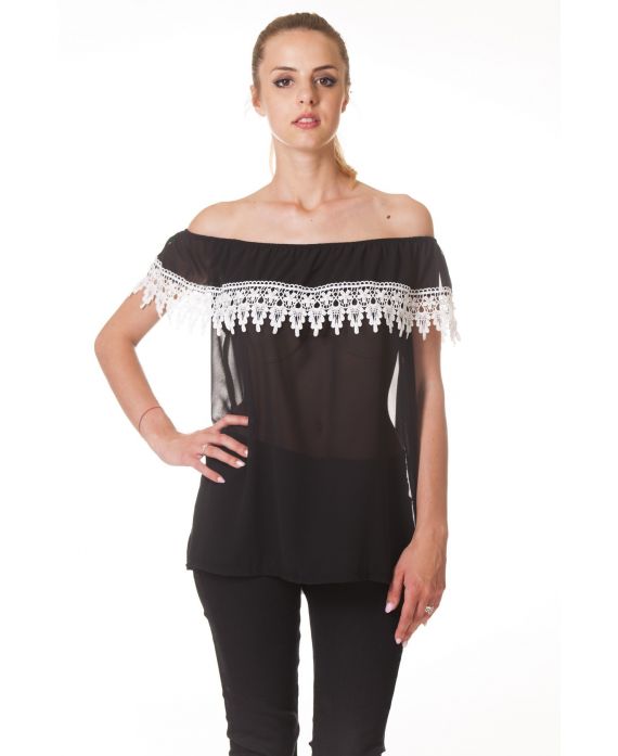 TOP EPAULES DENUDEES DENTELLE S9325 NOIR