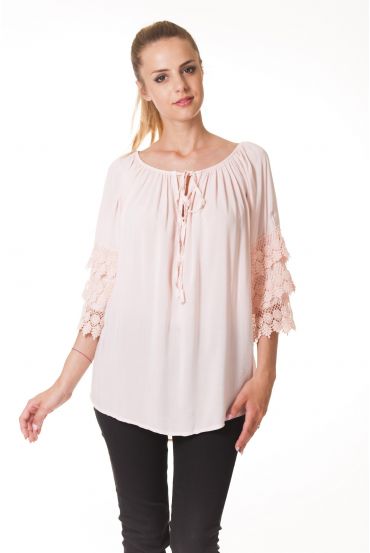TUNIEK MOUWEN LACE S9326 ROZE