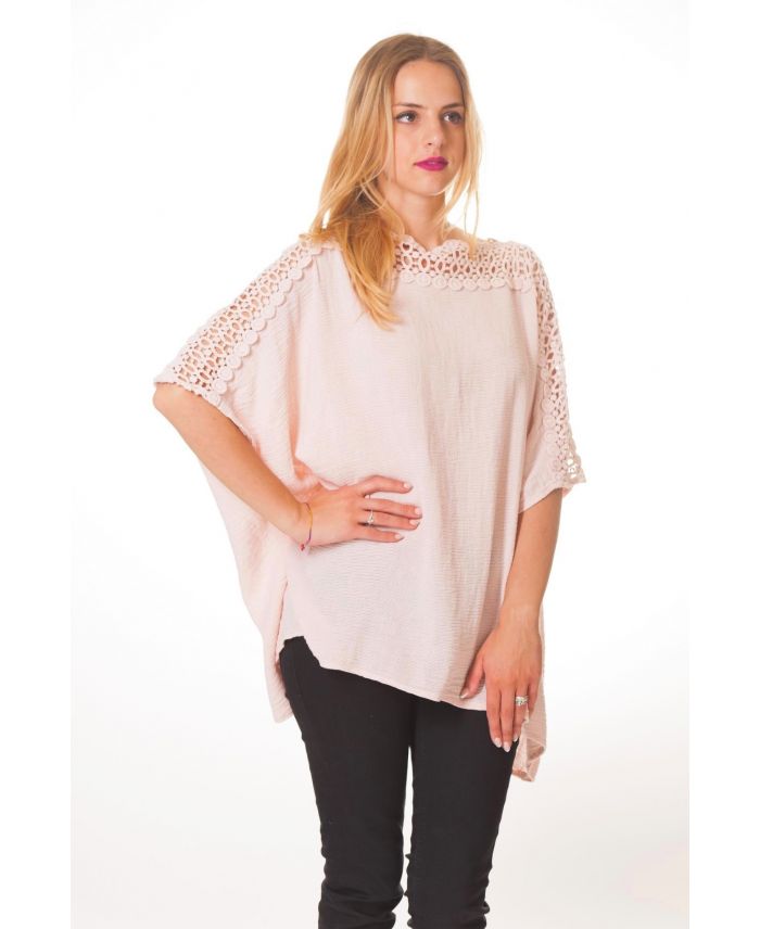 Tunique Rose En Lin Et Coton TEX - Taille 46 - Occasion Très Bon état