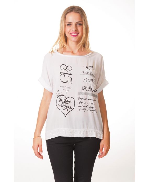 T-SHIRT di MODA S9368 BIANCO