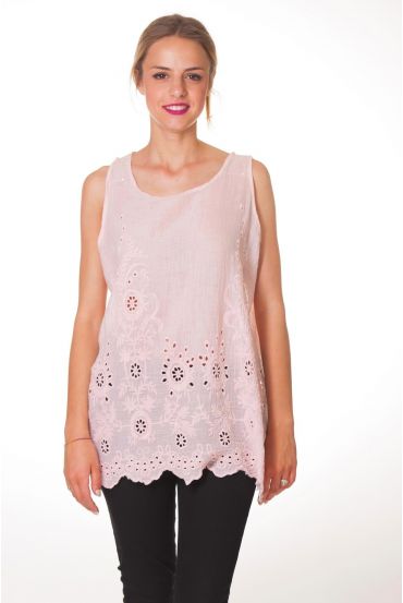 TOP RICAMO S9344 ROSA