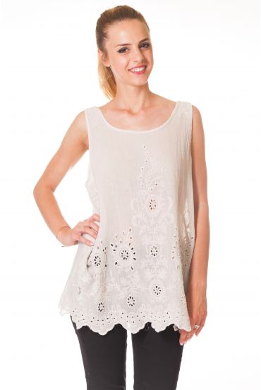 TOP RICAMO S9344 BEIGE