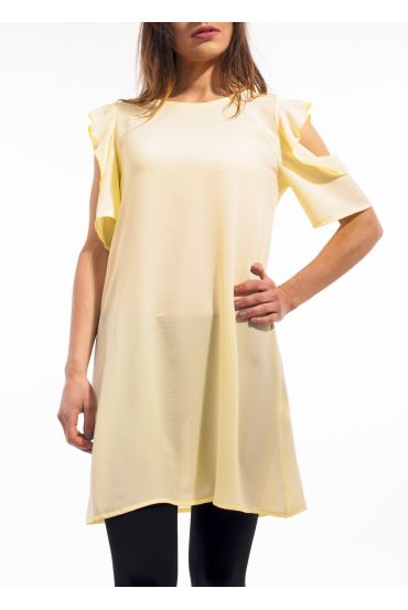 TÚNICA VESTIDO de HOMBROS ABRIR S9135 AMARILLO