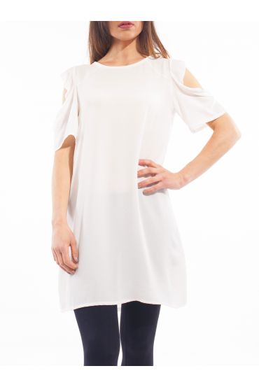 TÚNICA VESTIDO de HOMBROS ABRIR S9135 BLANCO