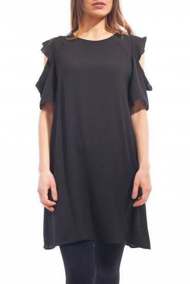 TÚNICA VESTIDO de HOMBROS ABRIR S9135 NEGRO