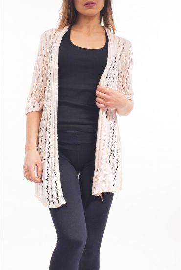 GILET AJOURE S9138 ROSE