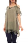 TUNIQUE EPAULES DENUDEES S9237 VERT MILITAIRE