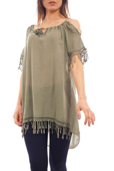 TUNIQUE EPAULES DENUDEES S9237 VERT MILITAIRE