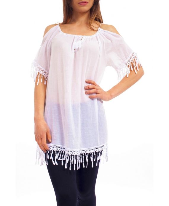 TUNIC BAR SHOULDERS S9237 WHITE