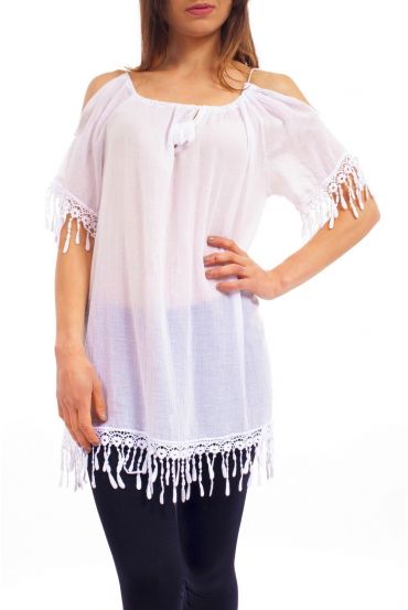 TÚNICA de HOMBROS DENUDEES S9237 BLANCO