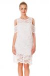 VESTIDO de ENCAJE de los HOMBROS DENUDEES S9320 BLANCO