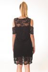 VESTIDO de ENCAJE de los HOMBROS DENUDEES S9320 NEGRO