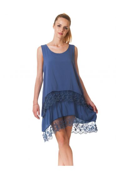 TÚNICA VESTIDO de SUPERPOSICIÓN S9329 AZUL