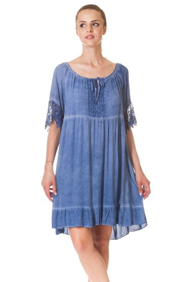 TÚNICA VESTIDO de ENCAJE S9330 AZUL