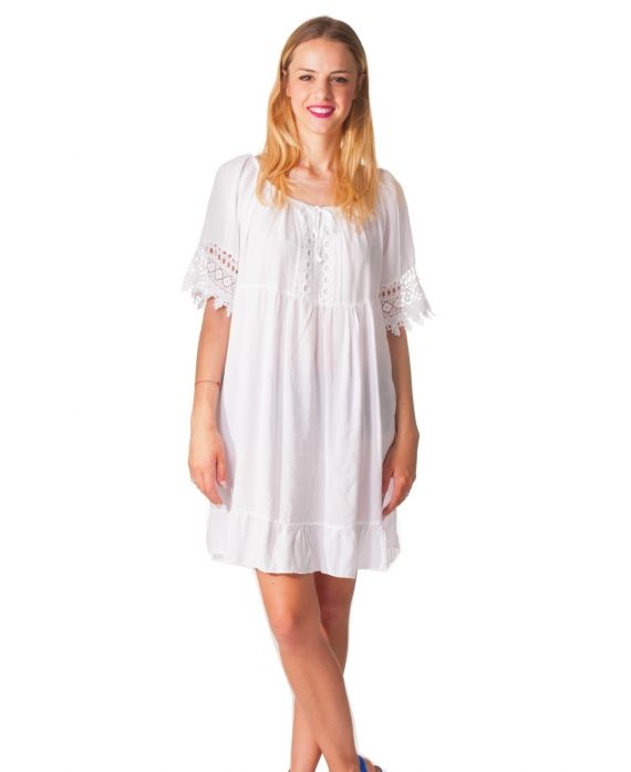 TÚNICA VESTIDO de ENCAJE S9330 BLANCO
