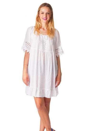 TÚNICA VESTIDO de ENCAJE S9330 BLANCO