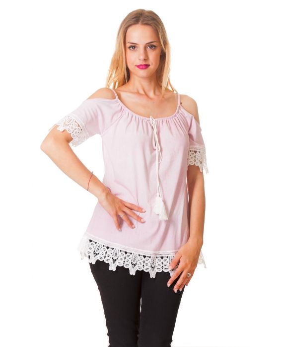 TOP SPITZE SCHULTERN DENUDEES S9339 ROSA