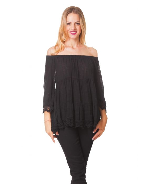 TÚNICA de ENCAJE S9367 NEGRO