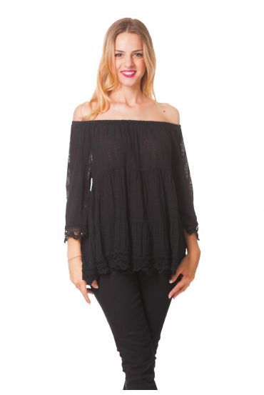 TÚNICA de ENCAJE S9367 NEGRO
