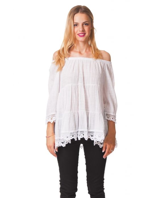 TÚNICA de ENCAJE S9367 BLANCO