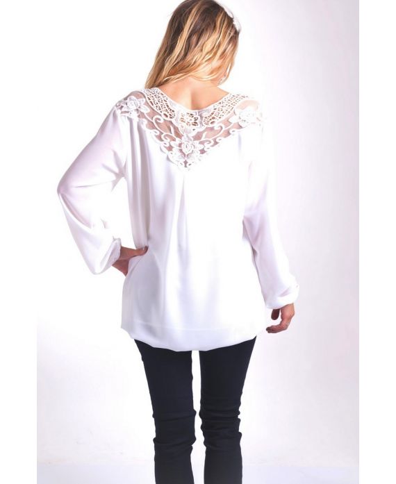 BLOUSE DOS DENTELLE 4005 BLANC