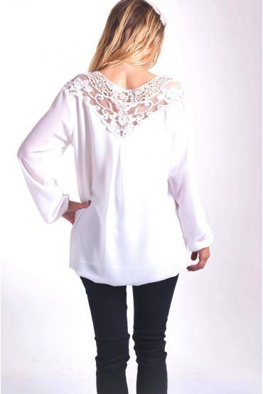 BLUSA DE ENCAJE CON ESPALDA 4005 BLANCO