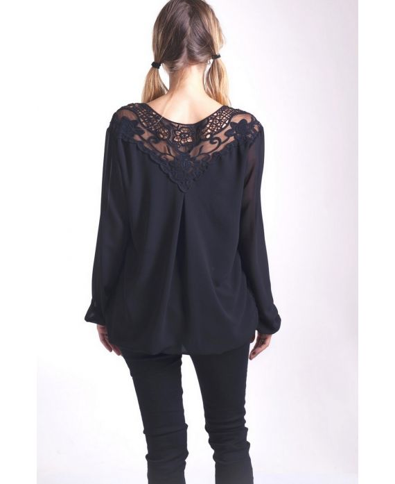 BLOUSE DOS DENTELLE 4005 NOIR