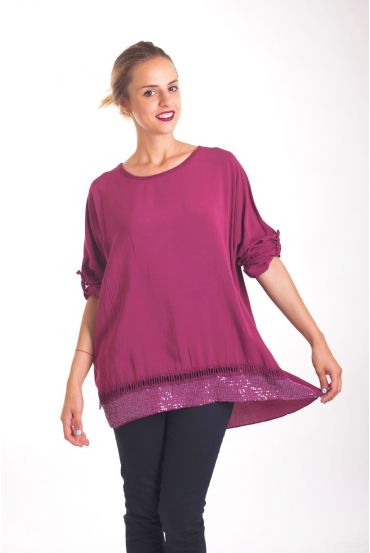 TUNIC SEQUINS 4022 BORDEAUX