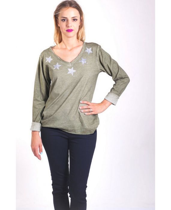 T-SHIRT ESTRELLAS 4033 VERDE MILITAR