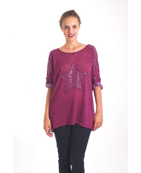 T-SHIRT ETOILE PAILLETTES 4019 BORDEAUX