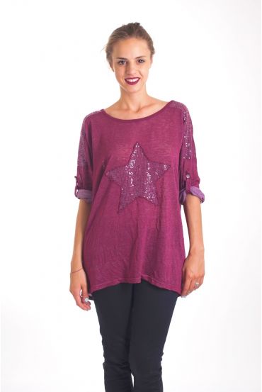 T-SHIRT ETOILE PAILLETTES 4019 BORDEAUX