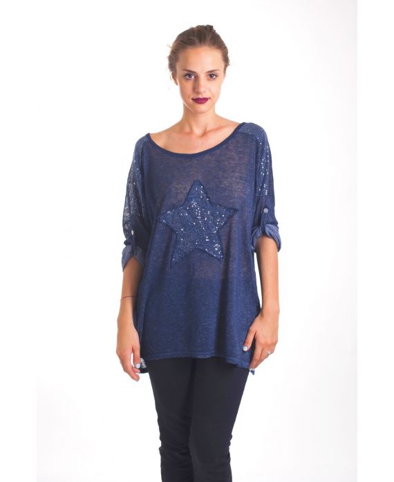 T-SHIRT ETOILE PAILLETTES 4019 BLEU