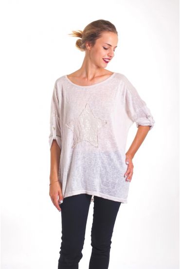 T-SHIRT ETOILE PAILLETTES 4019 BLANC