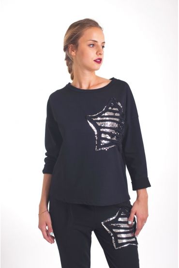 SWEAT PAILLETE 4035 NOIR