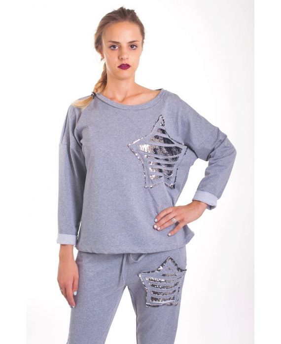 SWEAT PAILLETE 4035 GRAU