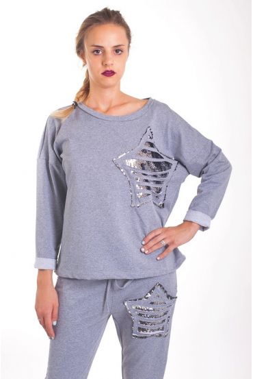 SWEAT PAILLETE 4035 GRAU