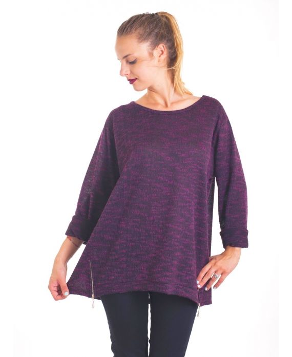 PULL ZIPPE 4026 BORDEAUX