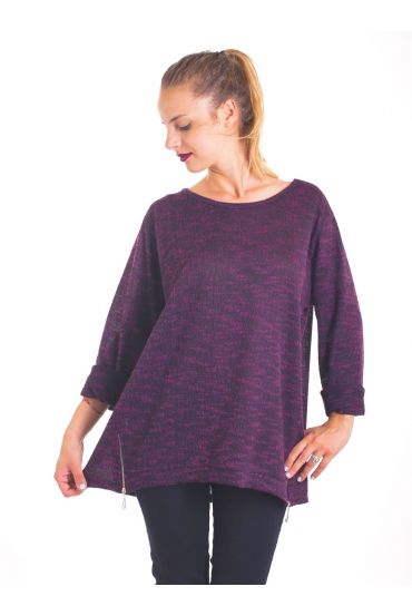 PULL ZIPPE 4026 BORDEAUX