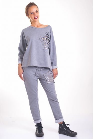 PANTALON PAILLETTES 4025 GRIS