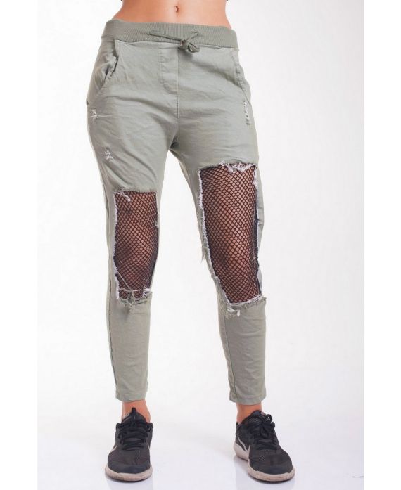 JEANS PANTALONI DISTRUGGERE 4023 VERDE MILITARE